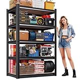 71"H Garage Shelving-5 Tier Garage Storage Shelves,Adjustable Heavy Duty Metal Shelving Unit and Storage Large Rack,Utility Steel Shelf For Warehouse Industrial Pantry Basement Organizers 71"x32"x14"