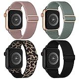 Stretchy Nylon Solo Loop Bands Compatible with Apple Watch 38mm 40mm 41mm 42mm 44mm 45mm 49mm, Sport Elastic Wristbands Women Men Straps for iWatch Series 9/8/7/6/5/4/3/2/1/SE/Ultra/Ultra 2, 4 Pack