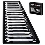 toolant Max Grip 15pcs Professional Metric Combination Wrench Set with Long Pattern Offset Heads Anti-Slip Teeth & Color-Coded Markings for Machinist, Auto, maintenance, DIYer