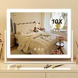 FENNIO Vanity Mirror with Lights 13'' x 17'' Makeup Mirror with Lights,Vanity Mirror Touch Screen with 3-Color Lighting,Dimmable,for Vanity Desk Bedroom White