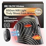 INIA Red Light Therapy Mask for Face, Glow Wireless LED Face Mask Light Therapy with Near-Infrared Red Light (NIR), Rechargeable and Ergonomic Design for Home & Travel