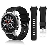 HSWAI Compatible with Samsung Galaxy Watch 46mm Bands/Gear S3 Frontier, Classic Watch Bands/Galaxy Watch 3 Bands 45mm, 22mm Soft Silicone Bands Bracelet Sports Strap for Men & Women. (Black)