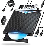 Dainty 7-in-1External Blu ray Drive Read/Write with Bluray Burner USB 3.0/Type-C Compatible with/Windows7-11 Mac OS Support for BD/DVD Drive, Windows 7-11 & Mac/PC M-DISC(Black)