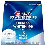 Crest 3D Whitestrips Express Whitening + LED Light – Teeth Whitening Kit, 1 Light + 10 Treatments, Each with 1 Upper/1Lower, 20 Strips – Crest 3DWhite Teeth Whitening Strips