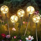 Figbush Outdoor Solar Lights for Yard, 4 Packs 16LED, Solar Globe Lights Outdoor, Garden Decor for Outside, Patio Decor for Outside, Unique Gifts for Women, Gifts for Grandma