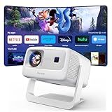[3000+ Licensed Apps/Live TV/HDR10+/50W DoIby Audio] Smart 4K-Projector with WiFi and Bluetooth, Goiaey 3200ANSI Outdoor Projector with 360°Stand, Auto Focus, Auto Keystone, Short Throw Proyector