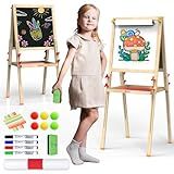 JOYOOSS Art Easel for Kids Ages 4-8 Easels for Toddlers,Toddler Art Kids Easel Adjustable Wooden Magnetic Whiteboard Chalkboard for Kid Dry Erase Board Easel for Toddlers 3-4 Years Dual-Sided Drawing