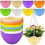 Bvrbaory 8 Pack Multicolor Hanging Planter Pots,8 Colors Garden Hanging Planters,Round Hanging Basket Pot for Indoor Outdoor Garden,Home Decor,with Water Tray Metal Chain