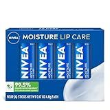 NIVEA Moisture Lip Care, Hydrating Lip Balms with Shea Butter, 4 x 0.17 OZ