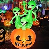 CAMULAND 6FT Halloween Inflatable Pumpkin Alien Decorations Outdoor,Halloween Inflatable Blow Up Decor with Built-in LED Lights Outdoor Inflatable Decoration for Garden, Lawn, Yard, Party 6FT Hall
