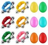 Cyrico 12 Pcs Shakers Musical Instruments Set, 6 Egg Shakers and 6 Adjustable Wrist Band Jingle Bells for Kids and Adults, Ideal for Christmas Party, Percussion Rhythm Learning, Birthday Gift