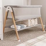 Newton Baby Essential Bassinet – Ultra-Breathable, Completely Washable, More Airflow for Safer, Cooler Sleep, Non-Toxic, Bedside Sleeper, Storage Shelf