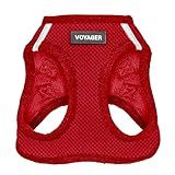 Best Pet Supplies Voyager Step-in Air Harness - All Weather Mesh, Reflective, No Pull Harness for Dogs, Cats - Secure with Hook & Loop Fastener, Buckle, Double D-Rings - Red, S