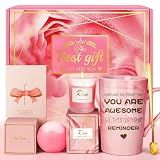 Birthday Gifts for Women, Mom, Unique Pink Spa Relaxation Baskets Set