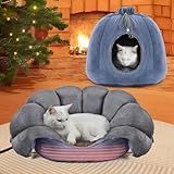 Rywell Heated Cat Bed, Versatile Heated Cat Bed Indoor, Soft & Cozy for All Seasons, Always Perfect Temperature with Overheat Protection Pet Bed for Cats & Small Dogs