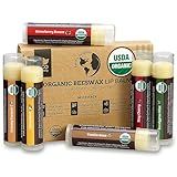 Earth's Daughter USDA Organic Lip Balm 6-Pack - Fruit Flavors, Beeswax, Coconut Oil, Vitamin E - Best Lip Repair Chapstick for Dry Cracked Lips - Moisturizing Lip Care
