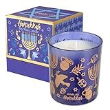 ROMIIE ZOI Hanukkah Scent Candle - 6oz Soy Wax Candle - Hanukkah - Infused with Sandalwood & Bergamot Aroma- Royal Blue Gift Box for Christmas Holiday Gifts