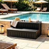 Fancyango Hot Tub Steps with Storage 36.6" L Black