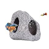 Ameliade Aquarium Decorations Cave Fish Tank Accessories Rock Decor for Shrimp Cichlid Hiding Breeding Small Fish Bowl Hide Decoration Betta Toys Hideout Stones House（Medium）