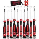 11-Piece Precision Screwdriver Set - Magnetic Mini Screwdrivers for Eyeglasses, Watches, Computers, Laptops, Phones - Phillips, Slotted, Torx, Non-Slip Handle, Portable Storage Bag Included