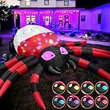 Kendane 12FT Halloween Inflatable Scary Spider Decorations Outdoor,Halloween Blow Up Yard Decorations Built-in Rotating LED Lights,Party Decorations,Haunted House Decor,for Garden,Lawn.