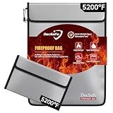 DocSafe Fireproof Document Bag (5200℉) with Fireproof Organizer Travel Case,Heat Insulated Fire＆Water Resistant 8 Layers Safe Money Bag Storage for Important Documents,Cash,Power Bank,Valuables,Gray