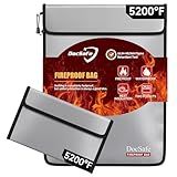 DocSafe Fireproof Document Bag (5200℉) with Fireproof Organizer Travel Case,Heat Insulated Fire＆Water Resistant 8 Layers Safe Money Bag Storage for Important Documents,Cash,Power Bank,Valuables,Gray