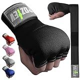 POZTEV Boxing Hand Wraps for Men & Women - Boxing Quick Wraps Inner Gloves Kickboxing Handwraps for Boxing Gloves Gear Knuckle Support Elastic Wrist Straps for Training MMA Shadowboxing (Black S/M)