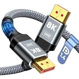 Capshi 8K 4K DisplayPort Cable 1.4, VESA Certified DP Cord 6.6ft