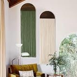 Flber 2 Pcs Macrame Wall Hanging Boho Decor Wall Tapestry Handmade Round Tassel 13.7" W x 51" L For Living Room Bedroom Headboard Decor