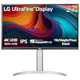 LG 27UP650K-W 27-inch Ultrafine 4K UHD (3840 x 2160) IPS Computer Monitor, 60Hz, 5ms, DisplayHDR 400, Reader Mode, Flicker Safe, HDMI, DisplayPort, Tilt/Height/Pivot Adjustable Stand, White