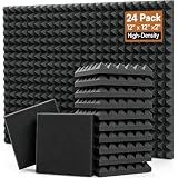 24 Pack 2” Thick Pyramid Acoustic Foam, Sound Proof Foam Panels for Walls