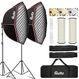 Shirtal Softbox Photography Lighting Kit,37" Octange Softbox Lighting Kit with Honeycomb Grid 110W 2700K-6500K 11000Lux Dimmable LED Prismatic Lamp and Remote Control, Lighting for Video Recording
