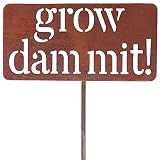 Island Genius Grow Dammit Funny Garden Sign, Unique Outside Gardening Decor Outdoor, Flower Vegetable Garden Accessories, Fun Gardening Gifts for Women Men Mom Gardener Who Love Plants, Alloy Steel