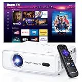 Aurzen Roku TV D1R Smart Portable Outdoor Projector with WiFi and Bluetooth