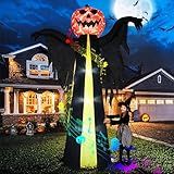 WODMAZ 10.3Ft Halloween Inflatable Pumpkin Ghost,Giant Ghost Blow Up Yard Decoration with LED Lights and Scary Sound for Outdoor Decoration,Lawn Inflatables Prop,Black