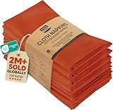 Utopia Kitchen Orange Cloth Napkins [12 Pack, 18x18 Inch] Absorbent Cotton Blend Washable and Reusable for Halloween, Thanksgiving, Dinner, Restaurant, Lunch, Wedding and Hotel
