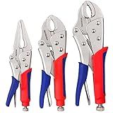 Workpro 3-piece Jaw Locking Pliers (10 Inch Curved Jaw, 7 Inch Curved Jaw, 6-1/2 Inch Straight Jaw)