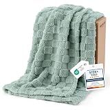 Bedsure GentleSoft Sage Green Throw Blanket for Couch - Checkered Cute Fleece Blankets, Soft Cozy Summer Throw for Bedroom Home Decor Gifts for Mom Girls, Green, 50x60 Inches
