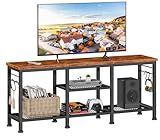 Furologee TV Stand for TVs up to 55 Inch, Entertainment Center with Open Storage Shelves, Media Console Table with Soundbar Shelf for Living Room, Bedroom, Rustic Brown