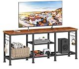 Furologee TV Stand, Entertainment Center with Open Shelves, Rustic Brown