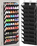 UVIAHOMI 20-30 Pairs Over the Door Shoe Organizer, Clear Pockets Hanging Shoe Storage for Closet, 10-Tier Door Shoes Rack, Handing Shoes Holder Fit All the Family's Sneakers, Boots, Heels, Black