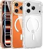 FNTCASE for iPhone 17 Pro-Max Case: Clear Magnetic Phone Cases with Screen Protector Compatible with Magsafe Slim Anti Yellowing Rugged Shockproof Protective Transparent Cell Cover (A-Clear)