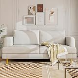 Loveseat Sofa Couch for Living Room with USB Type C Ports – Beige Upholstered 70" Small Couches for Bedroom, Office or Apartment–Modern 2-Seater Deep Seating with Soft Cushions & Sturdy Frame
