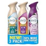 Febreze Air Mist, Air Freshener, Odor Fighting Room Spray, Deodorizer for Home Bathroom Kitchen Office Apartment, Lilac Sunrise, Warm Ocean Breeze, Summer Golden Hour Variety Pack, 8.1oz (Pack of 3)