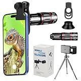 Phone Camera Lens Kit 28X Telephoto Lens for iPhone with E-Clip and Tripod, Suitable for Most Smartphones (Black)