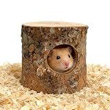 Obantrsz Hamster Hideout, 3.14" x 2.75" Natural Wooden Habitat House