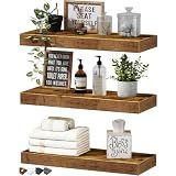 QEEIG Floating Shelves for Wall Small Shelf (Brown, Set of 3, 15.7" x 6.7")