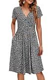 OUGES Women's Wrap V Neck Summer Casual Maternity Nursing Dress(FL-C M)