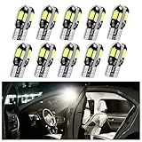 Stacool 10PCS T10 Interior Car Lights,12V Super Bright T10 LED Bulb for Map Lights,Reading Lights,License Plate Lights,Universal 5630 8SMD Car LED Lights Car Accessories for Most Cars (White)
